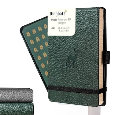 Dingbats* Notebooks Dingbats Wildlife A6 Reporter Blank Small Notebook PU Leather Hardcover for Work Travel Journal Pocket Elastic Closure Pen Holder Bookmark