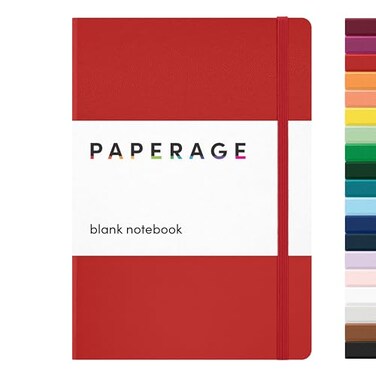 PAPERAGE Blank Journal Notebook Red 160 Pages Medium 56 in x 8 in 100 GSM Thick Paper Hardcover Journaling Notebook for Work School Note Taking or Sketching