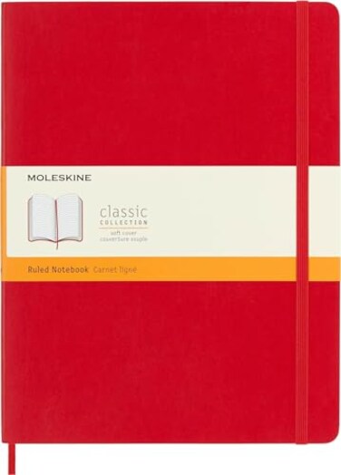 Moleskine Classic Notebook Soft Cover XL 75 x 95 RuledLined Scarlet Red 192 Pages
