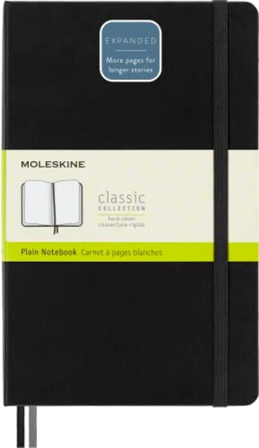 Moleskine Classic Expanded Notebook Hard Cover Large 5 x 825 PlainBlank Black 400 Pages
