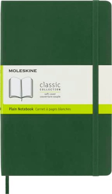 Moleskine Classic Notebook Soft Cover Large 5 x 825 PlainBlank Myrtle Green 192 pages