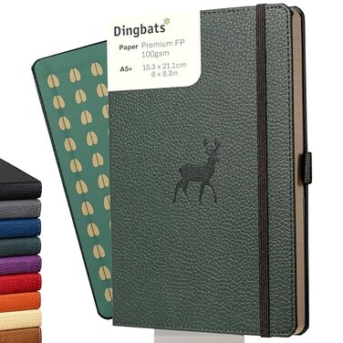 Dingbats* Notebooks Dingbats Wildlife Plain Writing Journal Notebook A5 Vegan Leather Hardcover Ideal for Work Travel Pocket Elastic Closure Bookmark