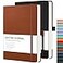 RETTACY Dotted Journal Notebook 2Pack 160 Numbered Pages per Pack A5 Medium Size 57 x 83 120 GSM Thick Paper Leather Hardcover for Journaling Planning Tracking Black Brown