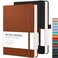 RETTACY Dotted Journal Notebook 2Pack 160 Numbered Pages per Pack A5 Medium Size 57 x 83 120 GSM Thick Paper Leather Hardcover for Journaling Planning Tracking Black Brown
