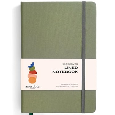 ANECDOTE. ANECDOTE Lined Journal Notebook 192 Pages A5 size 83 x 54 Thick 100 GSM Paper Ruled Hardcover Journal for Women and Men Perfect Notebook for School Work and Travel Olive Green