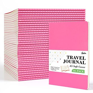 feela 36 Pack Soft Cover Journal Bulk Feela Lined Blank Travel Journal for Women Men Writing Notebooks College Ruled for Work Note Taking Notebook School Business Supplies 82 x 55 A5 Berry