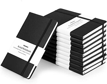 Huhuhero 10 Pack Lined Journal Notebook A5 College Ruled Writing Journals Hardcover Journaling Notebooks for Work Note Taking School Office Home 5825 10 Black