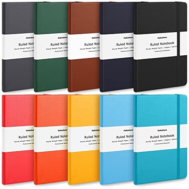 Huhuhero 10 Colors Lined Journal Notebook A5 Hardcover Notebooks for Work 120GSM Thick Paper 128 Pages College Ruled Notebook for Writing Business Journaling 5825