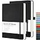 RETTACY Lined Journal Notebook 2Pack 192 Numbered Pages per Pack A5 Medium Size 57 x 83 for Men Women Writing Work Leather Hardcover 100 GSM Thick Paper Black Black