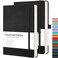 RETTACY Lined Journal Notebook 2Pack 192 Numbered Pages per Pack A5 Medium Size 57 x 83 for Men Women Writing Work Leather Hardcover 100 GSM Thick Paper Black Black