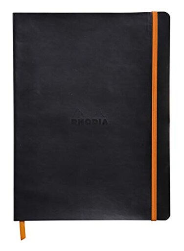 Rhodia Rhodiarama SoftCover Notebook 80 Lined Sheets 9 34 x 7 12 Black Cover 117502C