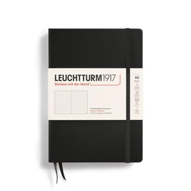 LEUCHTTURM1917 Notebook Hardcover Medium A5251 Numbered Pages for Writing and Journaling Black Dotted
