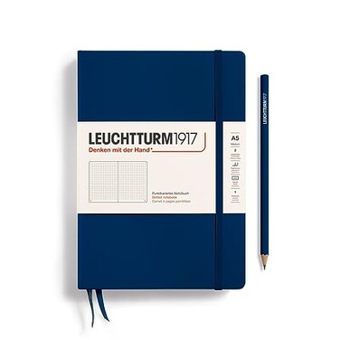 LEUCHTTURM1917 Notebook Hardcover Medium A5251 Numbered Pages for Writing and Journaling Navy Dotted