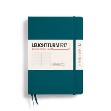 LEUCHTTURM1917 Notebook Hardcover Medium A5251 Numbered Pages for Writing and Journaling Pacific Green Dotted