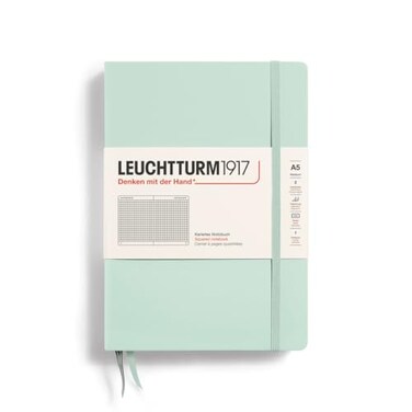 LEUCHTTURM1917 Notebook Hardcover Medium A5251 Numbered Pages for Writing and Journaling Mint Green Squared