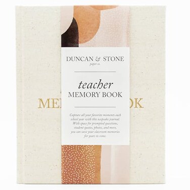 DUNCANSTONE PAPER CO. DUNCAN STONE PAPER CO Teacher Memory Book Work Journal for Women Linen Cover Classic Aesthetic Journal Notebook 130 Pages