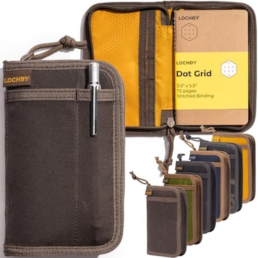 LOCHBY Pocket Journal Tomoe River 35 x 55 Notebook Waxed Canvas Ideal for Travelers Daily Use Fits Field Notes Moleskine Cahier