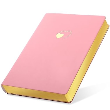 CAGIE Pink Journal for Women 256 Pages Cute Diary with HeartShaped Leather Journals for Writing A5 Soft Cover Journaling Notebooks for Work School 03 Pink A5