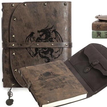 ACTIONDRAKE DND Dragon NotebookDiary Dragon Embossed Notebook for Dungeons DragonsDD Series RPG Accessory for DMs and Players Nerdy Gifts 288 Pages A5 Leather Notepad for Men and Women
