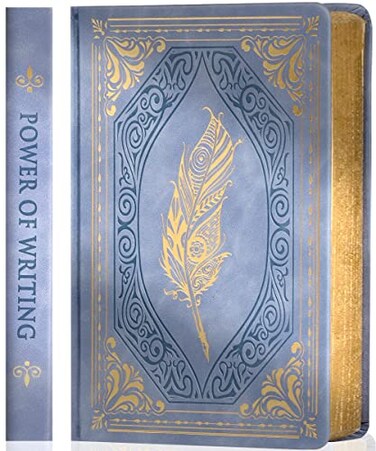 CAGIE 320 Pages Thick Hardcover Journaling Notebooks Vintage Leather Journal for Women Men A5 College Ruled Journals for Writing with Gift Box 57 x 83 in Light Blue