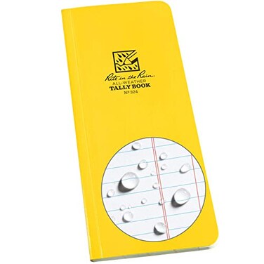 Rite in the Rain Weatherproof Soft Cover Tally Notebook 35 x 8 Yellow Cover Tally Pattern No 324