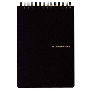 Maruman Mnemosyne Lined Notebook Vertical B6 504 x 717 50 Sheets 100 Pages 7mm College Ruled Journal Perforated Pages WireBound to Lay Flat Black Made in Japan