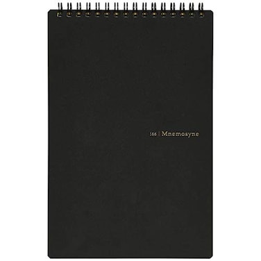 Maruman Mnemosyne Lined Notebook Vertical A5 583 x 827 70 Sheets 140 Pages 7mm College Ruled With Center Line Journal Perforated Pages WireBound to Lay Flat Black Made in Japan