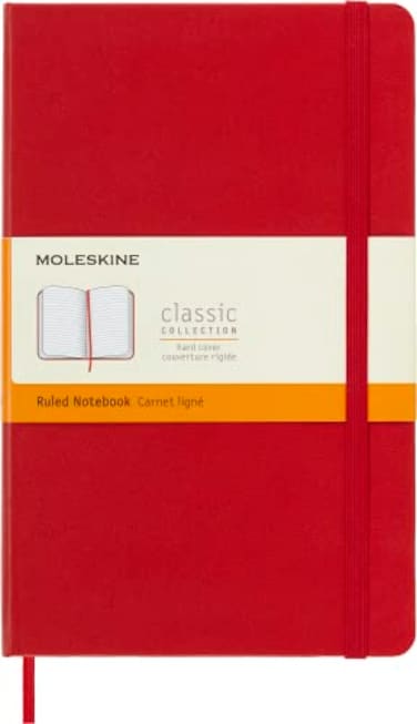 Moleskine Classic Notebook Hard Cover Large 5 x 825 RuledLined Scarlet Red 240 Pages