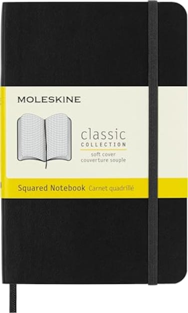 Moleskine Classic Notebook Soft Cover Pocket 35 x 55 SquaredGrid Black 192 Pages