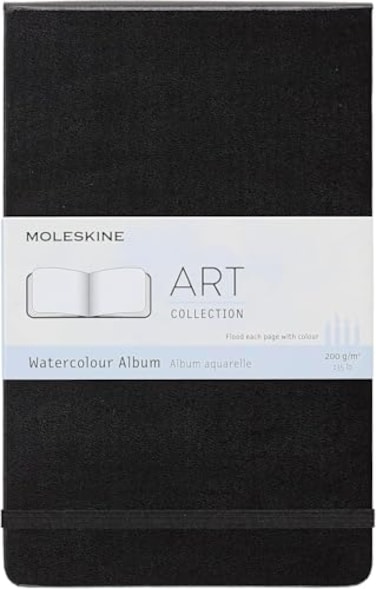 Moleskine Art Watercolor Album Hard Cover PlainBlank Large 5 x 825 Black 72 Pages