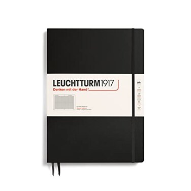 LEUCHTTURM1917 Notebook Hardcover Master Slim A4 123 Numbered Pages for Writing and Journaling Black Squared