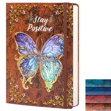 sexeeg College Ruled Journal for WritingB5 3D Butterfly Embossed Hardcover notebooks Writing Journal for Womenwith Elastic Closure Band 192 Pages Lined Paper for School Office Home 9 X 69