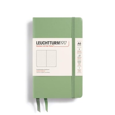 LEUCHTTURM1917 Notebook Hardcover Pocket A6187 Numbered Pages for Writing and Journaling Sage Dotted