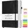 OFFIGIFT Lined Journal Notebook Large A5 College Ruled Notebook 312 Numbered Pages Work Notebook with Index Stickers 100gsm Thick Paper Hardcover Vegan Leather Journal for Women Men School Office Blac
