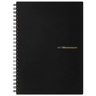 Maruman Mnemosyne Lined Notebook A5 827 x 634 80 Sheets 160 Pages 8mm Wide Ruled Journal Perforated Pages WireBound to Lay Flat Black Made in Japan
