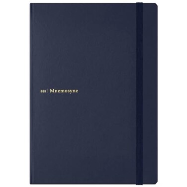 Maruman Mnemosyne Dot Grid Journal A5 85 x 602 120 Sheets 240 Pages 5mm Doted Notebook Bookbound With Premium Navy Hardcover Includes Bookmark Elastic Closure Made in Japan