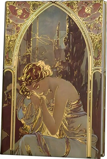 ipoul Pretty Notebook Cute Journal Journal for Women Hard Cover Journal Notebooks 5x7 Small Beautiful Journal Fancy Notebook Alphonse Mucha Nights Rest Gilded Aesthetic Notebook