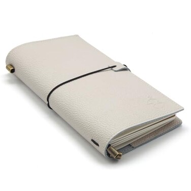 WANDERINGS Regular Size Travelers Notebook with Pockets 45 x 85 115 x 22cm Refillable Travelers Journal a Beautifully Handcrafted Leather Journal in Oat 100 GSM Blank Inserts