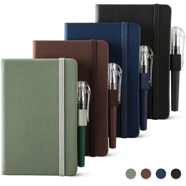 NETANY 4 Pack Pocket Notebook Small Notebook A6 Mini Leather Hardcover Journal 37 X 57 416 Pages Note Pads Black Green Brown Blue