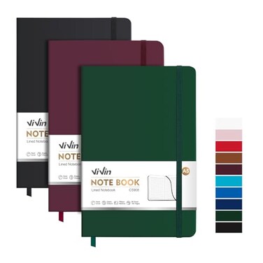ViVin Lined Journal Notebooks3 Pack192 PagesMedium 55 x 83 inchCollege RuledA5 Hardcover NotebooksJournaling Notebooks for Professional Office WorkWriting School