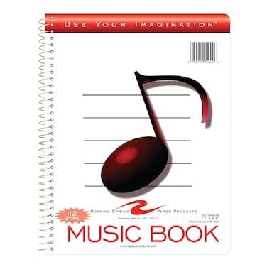 Roaring Spring Music Wire Bound Notebook 12 Staves of Music Lines 11 x 85 32 Sheets Heavyweight Smooth White Paper Pack of 1
