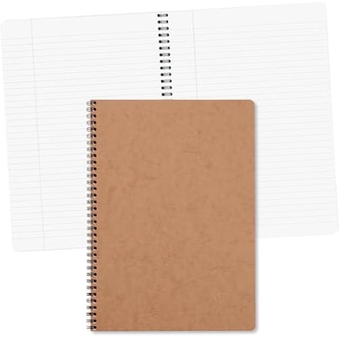 Clairefontaine 78145C Collection Age Bag Tobacco Spiral Notebook A4 21x297 cm 100 Lined Pages with Margin 90 g White Paper Glossy Cardboard Cover Grain Leather