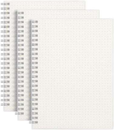AHGXG Dotted Journal Dot Grid Spiral Notebook A5 160 Pages 100 GSM Thick Paper Waterproof Plastic Cover Journals for Journaling Sketching 57 x 83