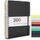 Forvencer Lined Spiral Journal Notebook with 300 Numbered Pages B5 College Ruled Thick Journals for Writing with 100GSM Paper Hardcover Notebooks with Contents for Work School Women Men Black