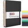 Forvencer Lined Spiral Journal Notebook with 300 Numbered Pages B5 College Ruled Thick Journals for Writing with 100GSM Paper Hardcover Notebooks with Contents for Work School Women Men Black