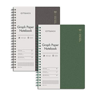 EMSHOI Graph Paper Spiral Notebook 748 x 1015 B5 Graph Paper Notebook 2 Pack 320 Pages 100gsm Thick Grid Paper Plastic Hardcover Journals for Writing Engineering Graphing Work School Supplies