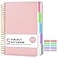 JASLEKO 5 Subject Notebook College Ruled 240 Pages A558x83 Hardcover Spiral Notebook with Removable Pocket Dividers Tabs Lined Spiral Journal Notebook for Women Notebooks for Work School Note taking P