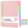 JASLEKO 5 Subject Notebook College Ruled 240 Pages A558x83 Hardcover Spiral Notebook with Removable Pocket Dividers Tabs Lined Spiral Journal Notebook for Women Notebooks for Work School Note taking P