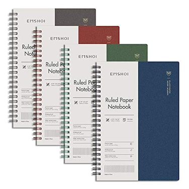 EMSHOI Lined Journal Spiral Notebook 57 x 822 4 Pack 640 Pages 100gsm Thick Paper A5 Small Notebooks College Ruled Plastic Hardcover Journals for Writing Women Men Work School Supplies