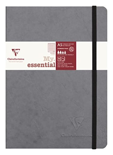 Clairefontaine Age Bag ThreadBound Notebook A5 Lined 192 Pages Grey